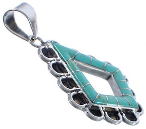 Sterling Silver And Turquoise Inlay Slide Pendant EX30596